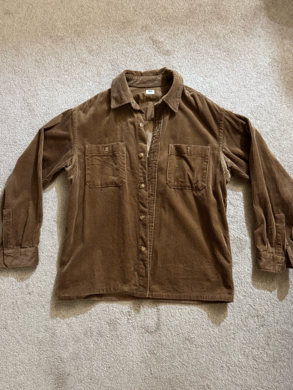 Uniqlo Brown Corduroy Button-Up Shirt Jacket